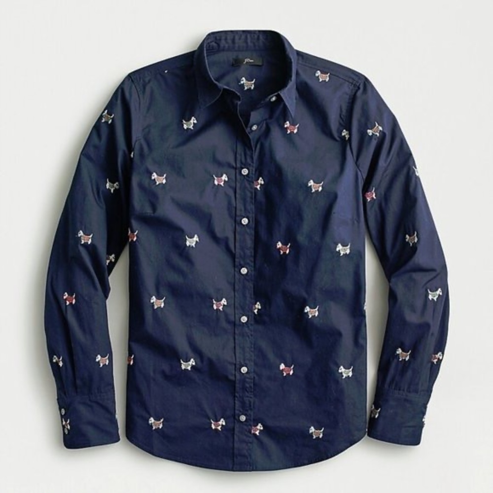 J. Crew Perfect Shirt Dog Print Sz 00